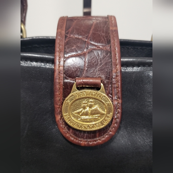 Vintage Brahmin Black and Brown Leather Satchel Purse - Picture 2 of 11